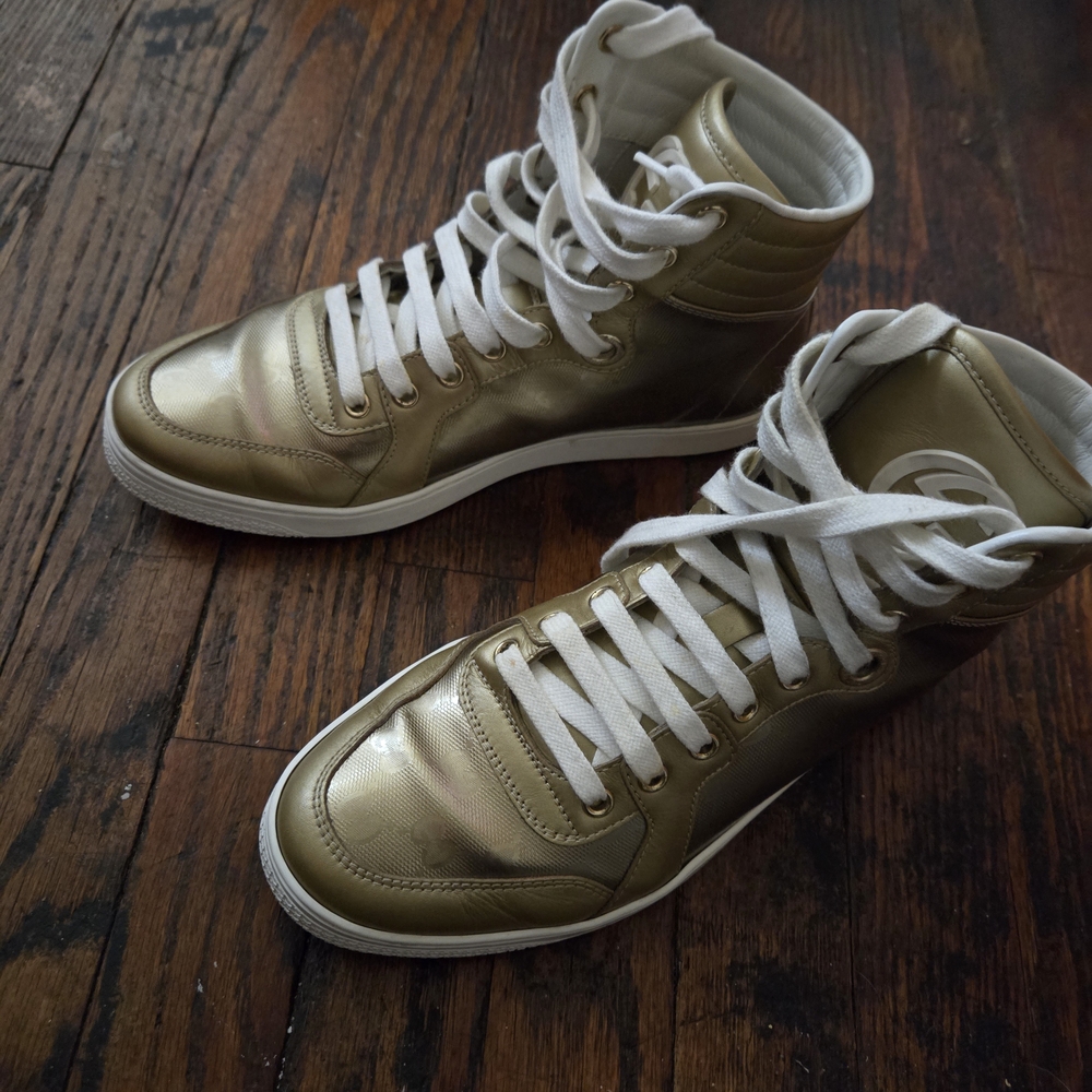Gucci Metallic Gold Men's High-Top Sneakers
